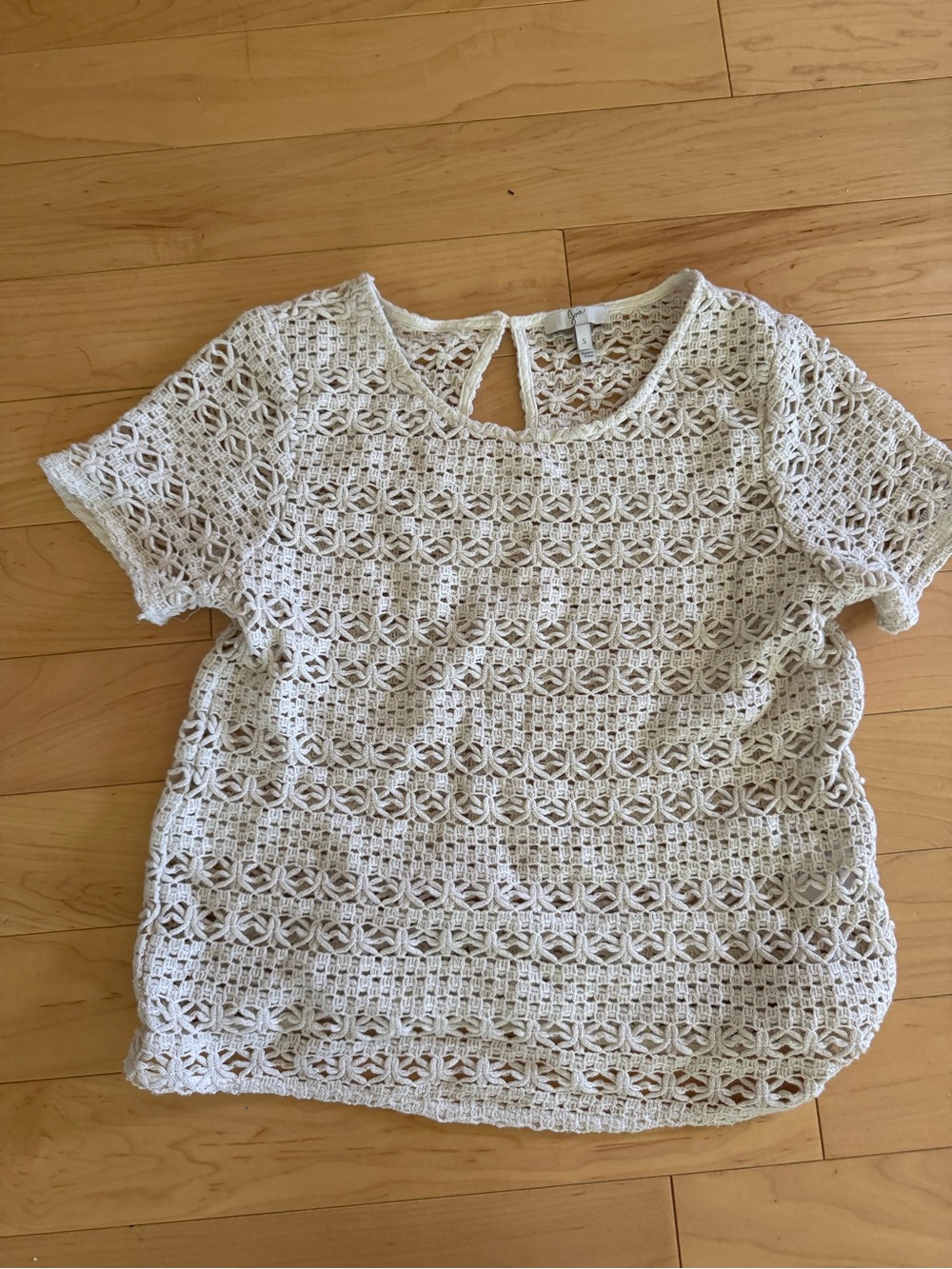 Joie Cream Crochet Short-Sleeve Top